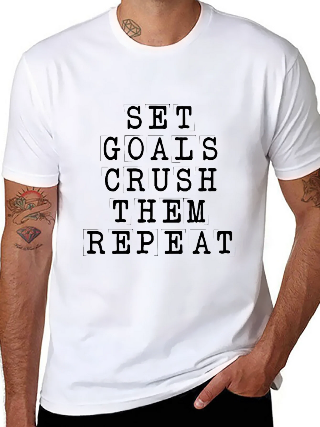 Motivational Set Goals Crush Them Repeat Black T-Shirt product image 7