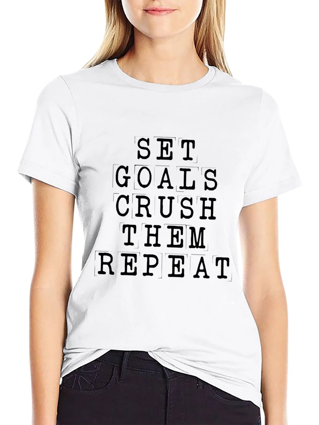 Motivational Set Goals Crush Them Repeat Black T-Shirt product image 8