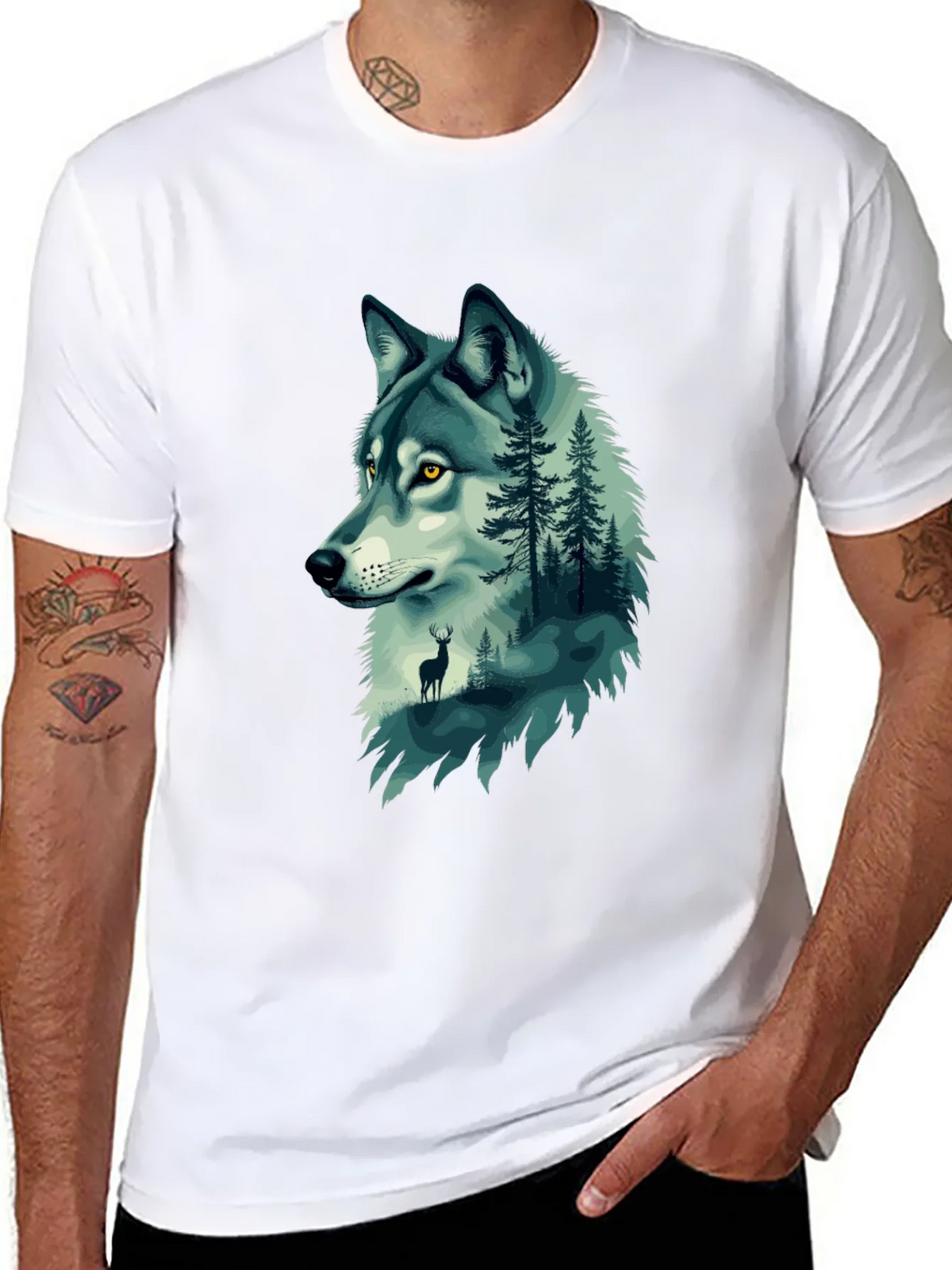 Wolf & Forest Graphic Tee - Nature Lovers Black T-Shirt product image 1