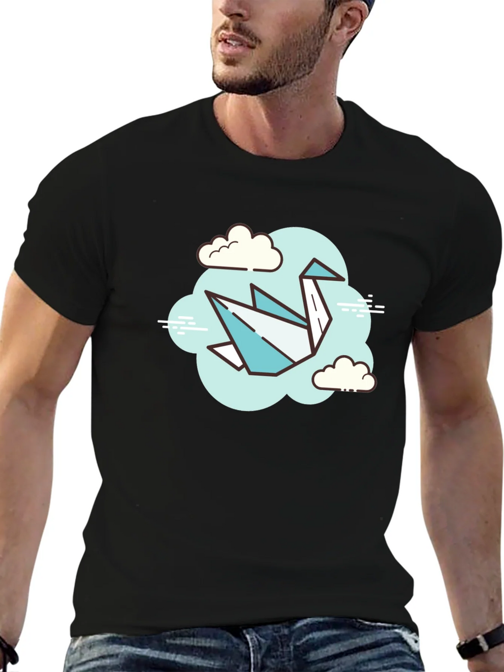 Origami Crane Cloud T-Shirt - Artistic Tee product image 6