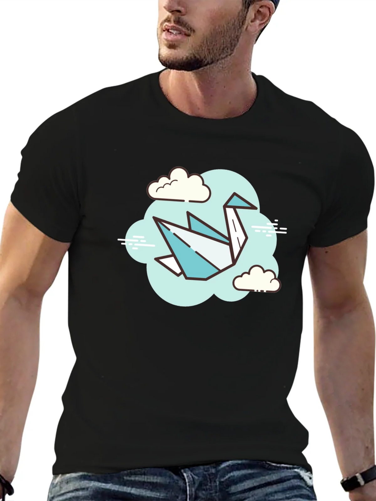 Origami Crane Cloud T-Shirt - Artistic Tee product image 6