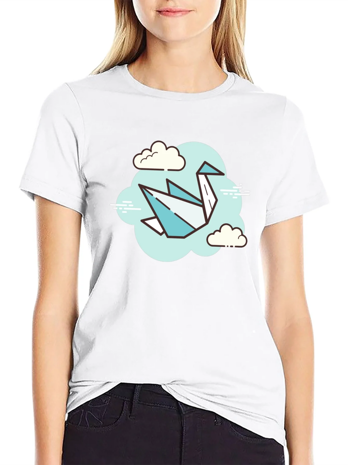 Origami Crane Cloud T-Shirt - Artistic Tee product image 8