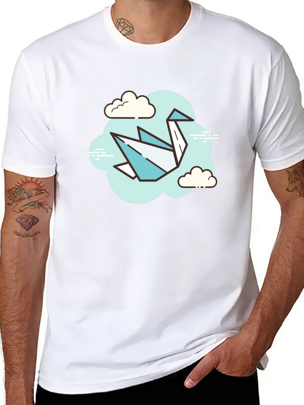 Origami Crane Cloud T-Shirt - Artistic Tee product image 7