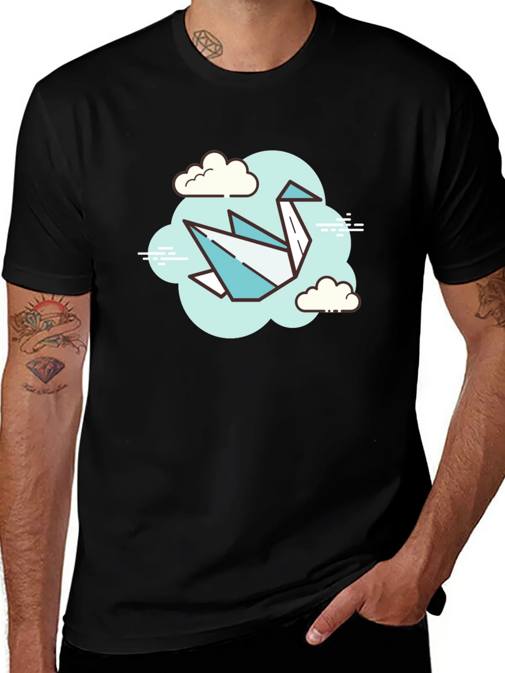 Origami Crane Cloud T-Shirt - Artistic Tee product image 1