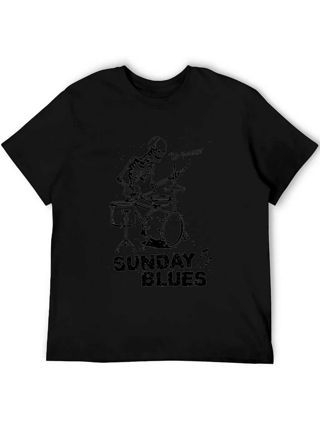 Sunday Blues Skeleton Drummer Black T-Shirt product image 4