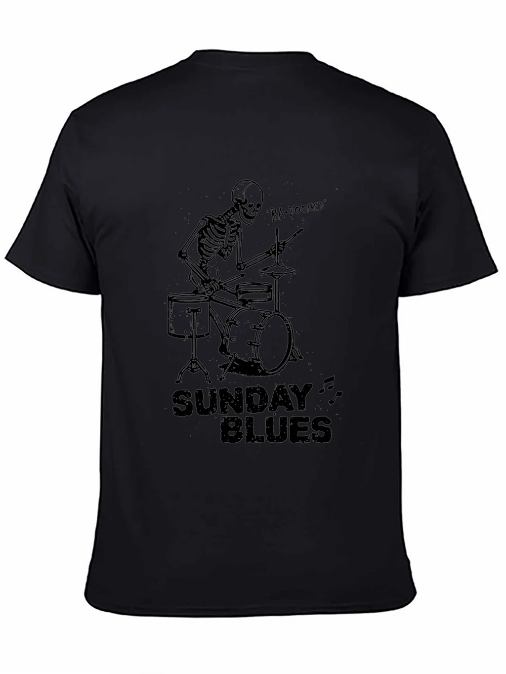 Sunday Blues Skeleton Drummer Black T-Shirt product image 3