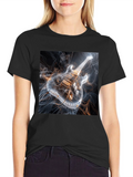 Electric Guitar Smoke Graphic Black T-Shirt product image 1