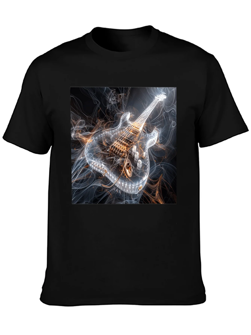 Electric Guitar Smoke Graphic Black T-Shirt product image 2