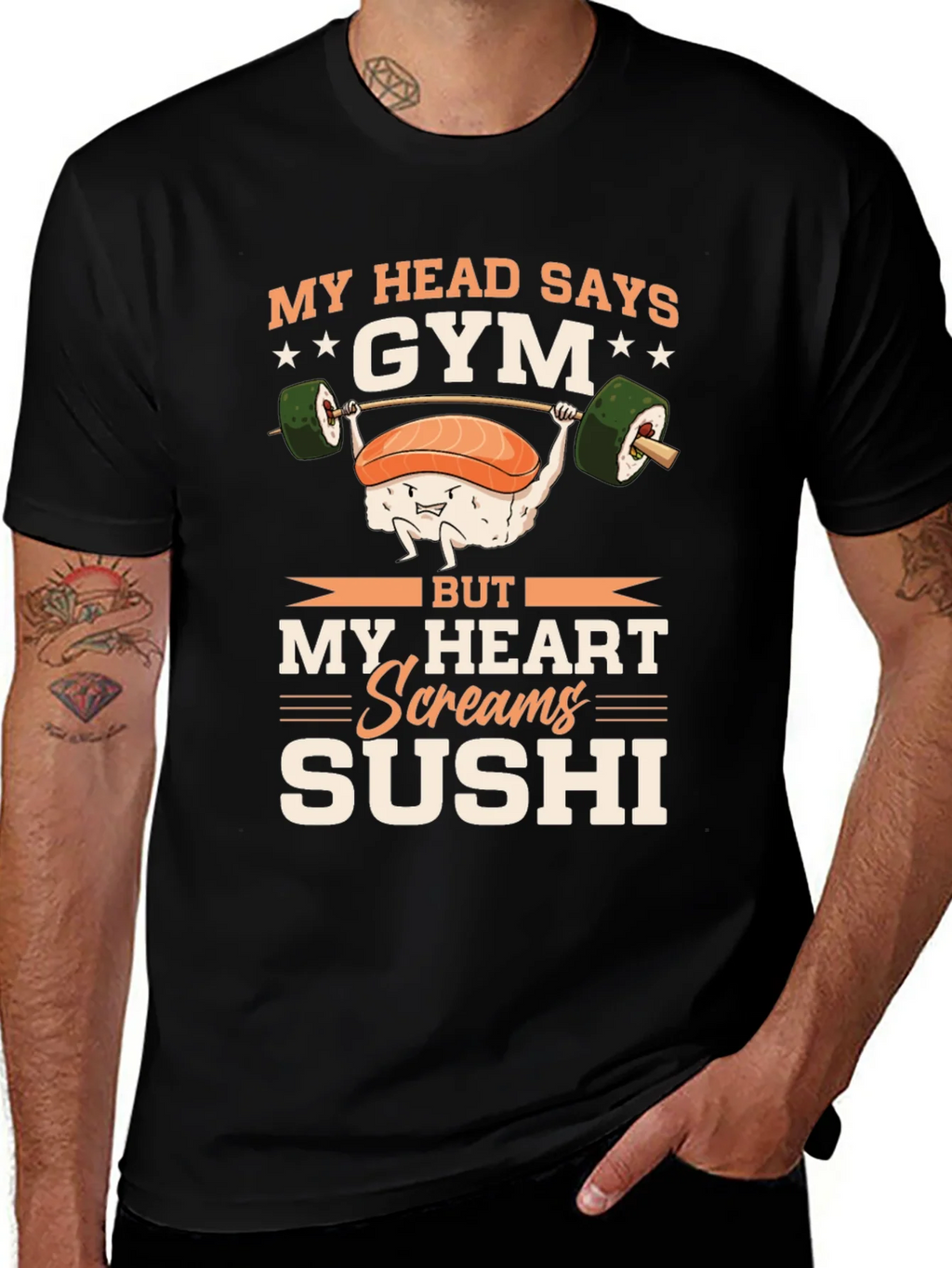 Gym & Sushi Graphic Tee - Workout Foodie Shirt product image 1