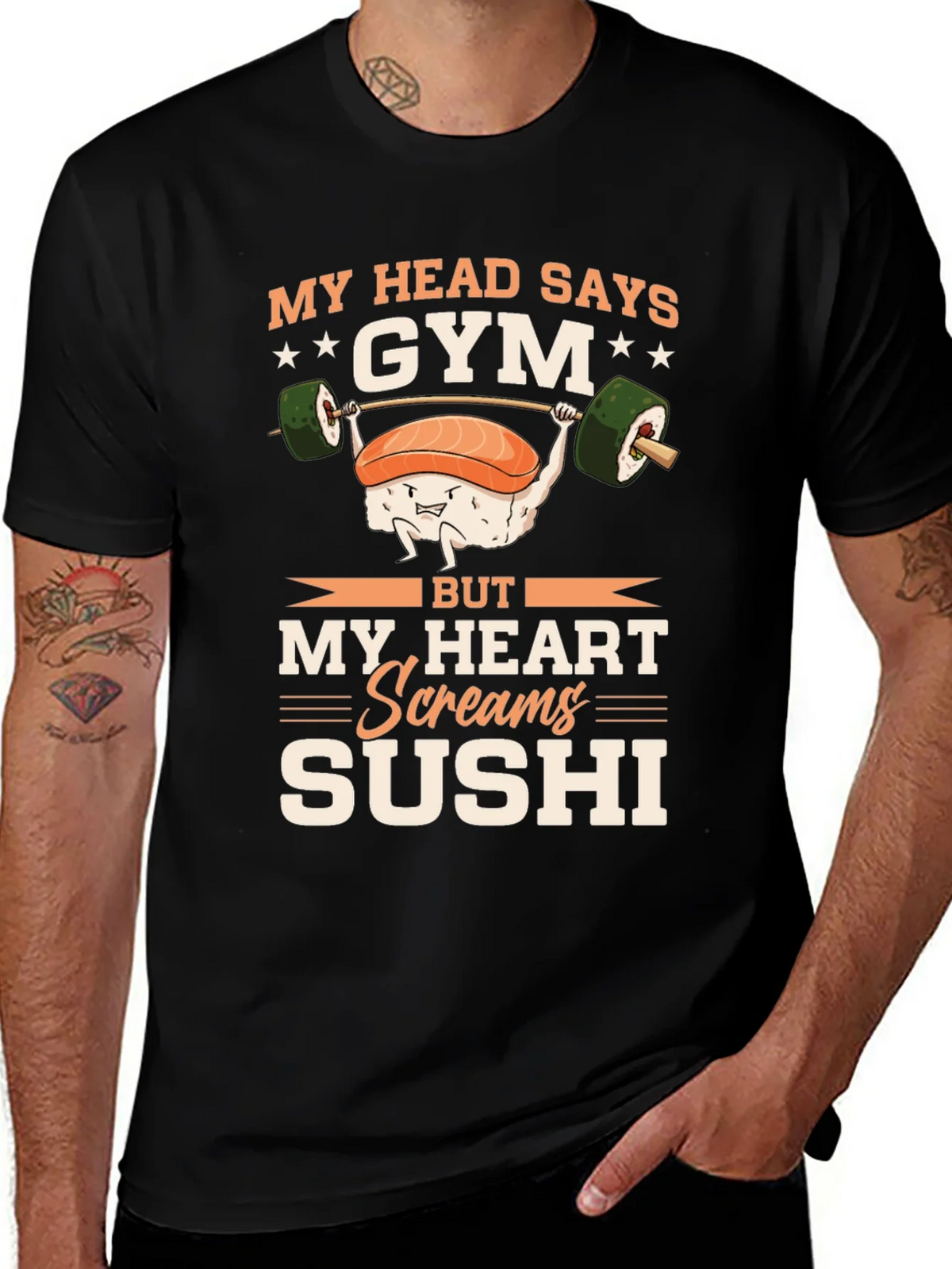 Gym & Sushi Graphic Tee - Workout Foodie Shirt product image 1