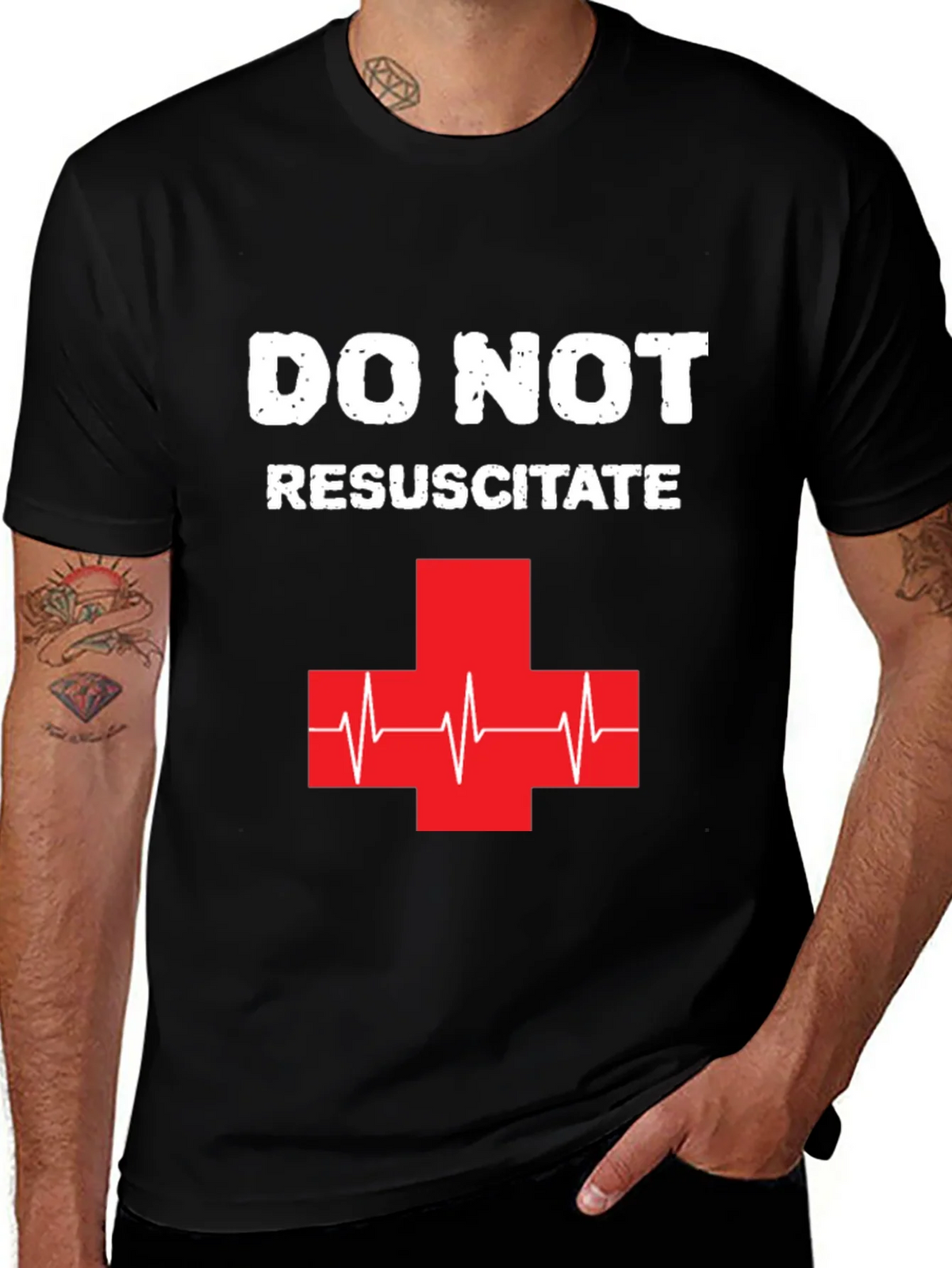 Do Not Resuscitate Graphic T-Shirt - Black Cotton Tee product image 1