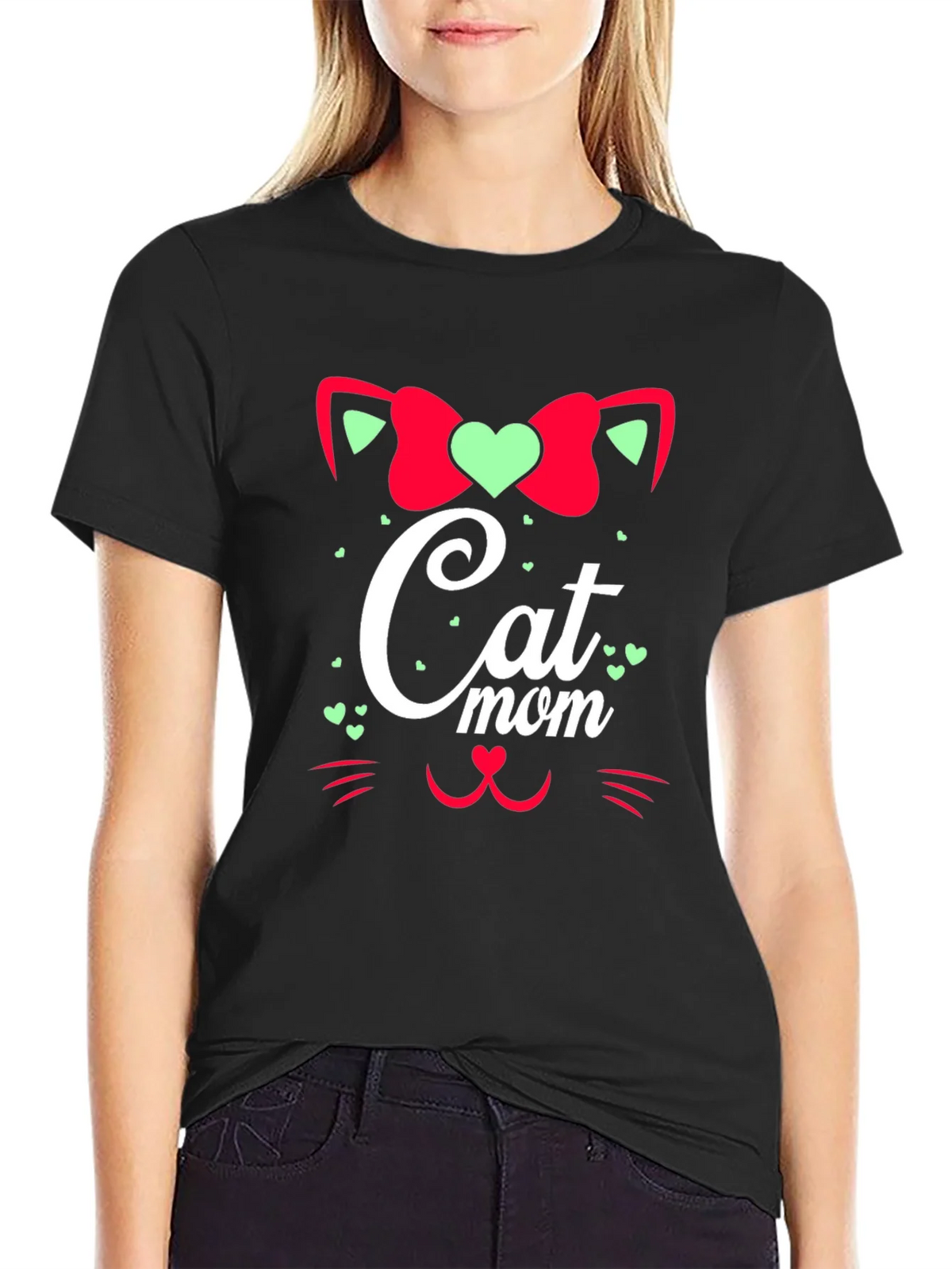 Cat Mom Graphic Tee - Black Cute Animal Lover Shirt product image 2