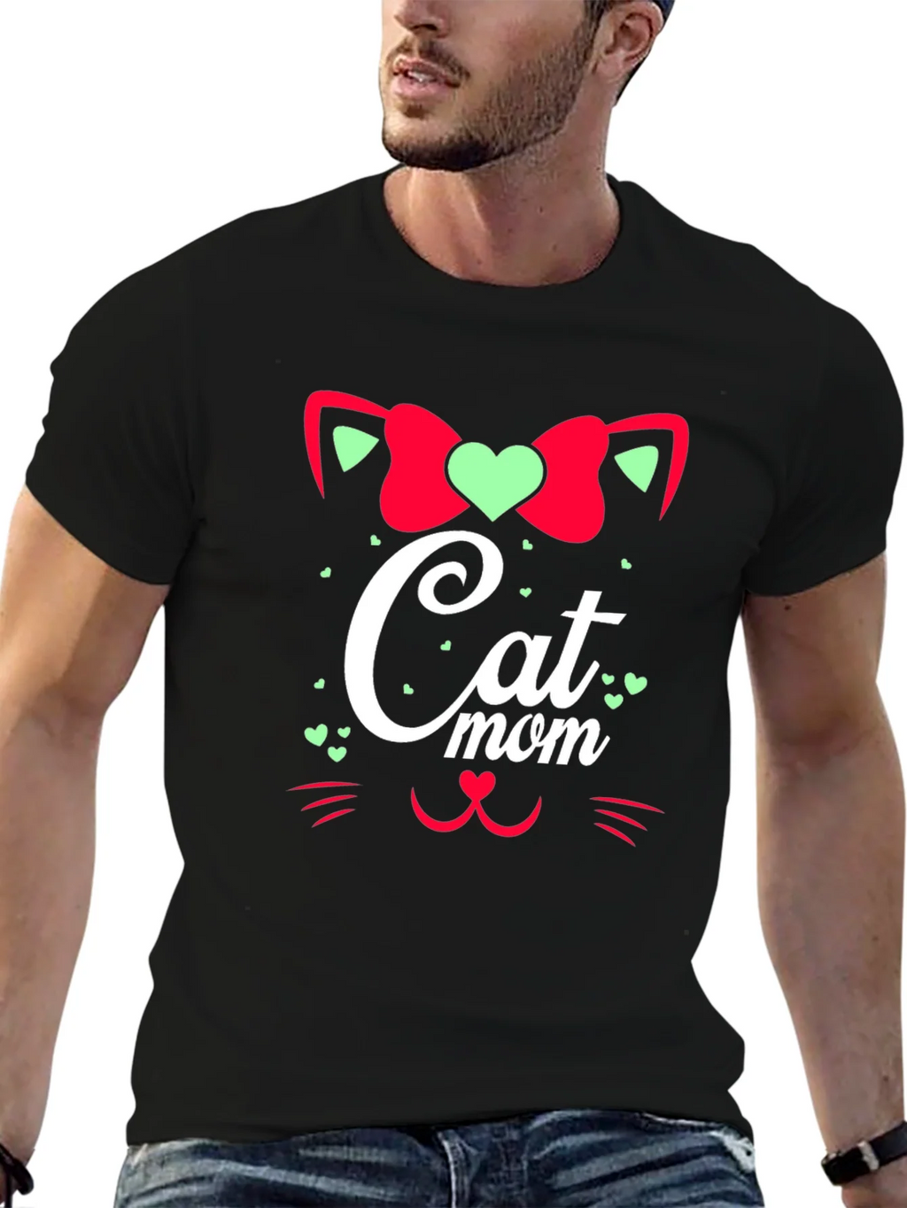 Cat Mom Graphic Tee - Black Cute Animal Lover Shirt product image 6