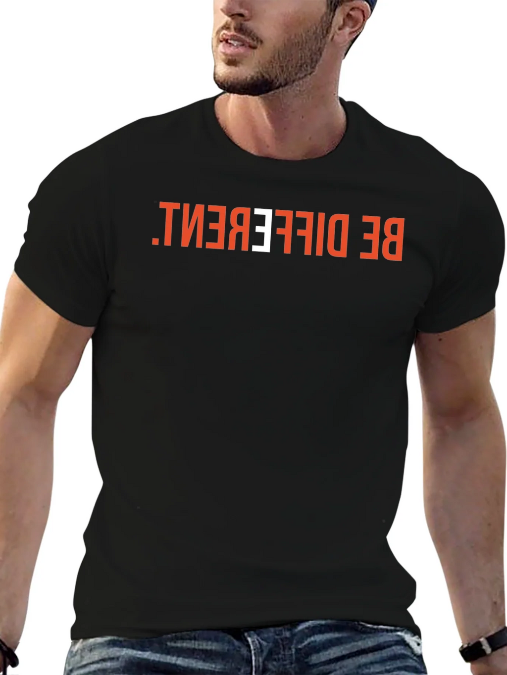 Be Different Graphic Tee - Black Cotton Casual Shirt product image 6