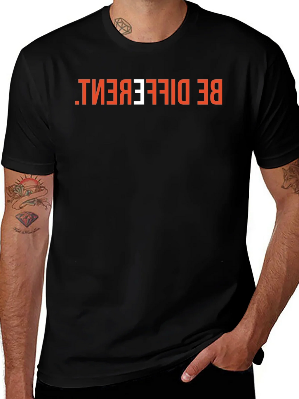Be Different Graphic Tee - Black Cotton Casual Shirt product image 1