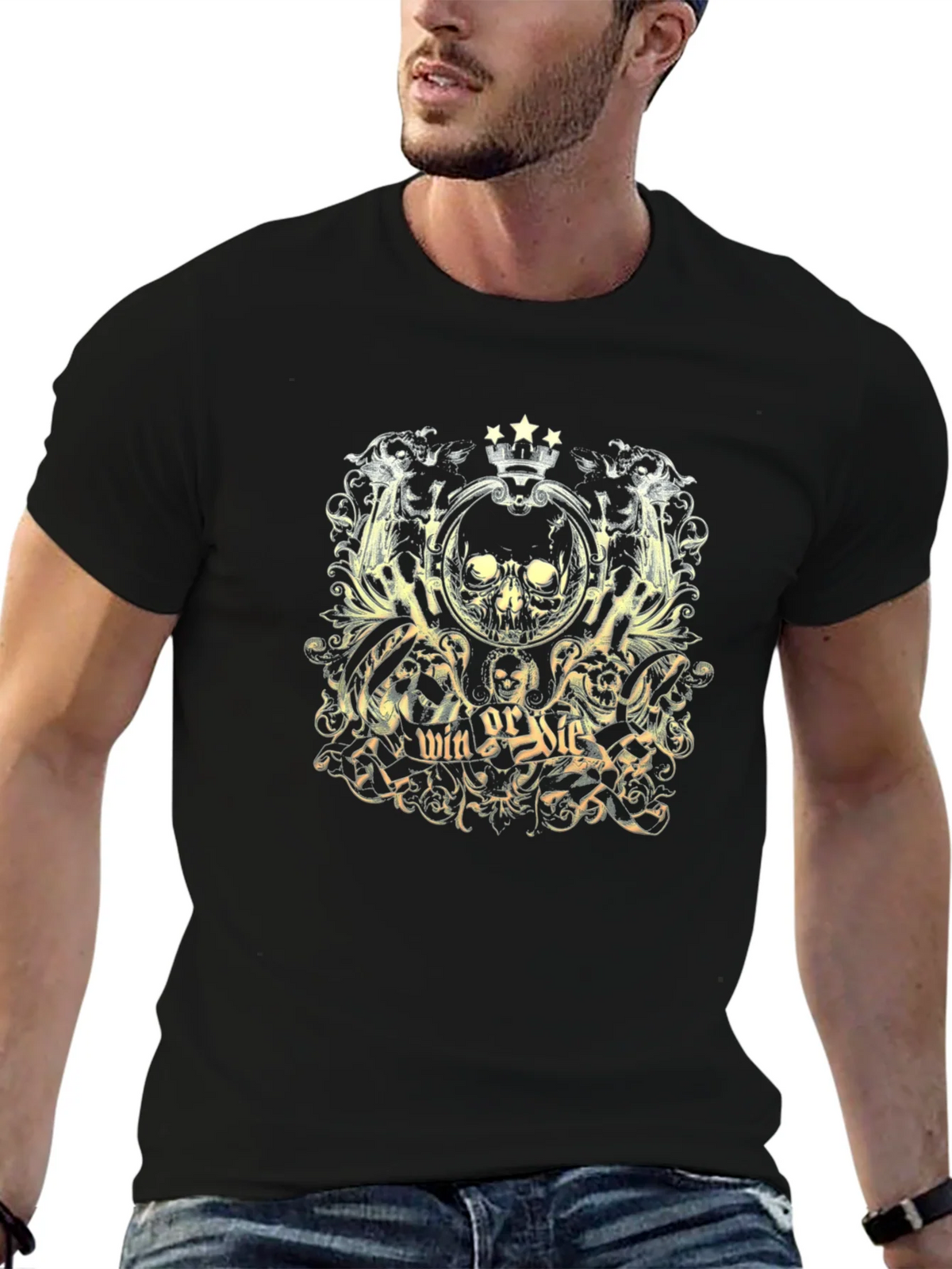 Win or Die Skull Graphic T-Shirt product image 6