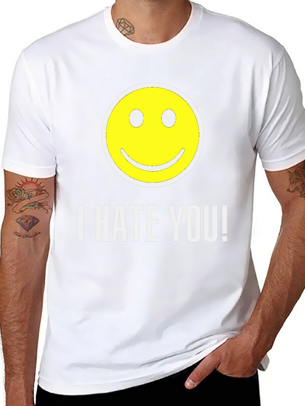 I HATE YOU! Smiley Face Graphic T-Shirt product image 7