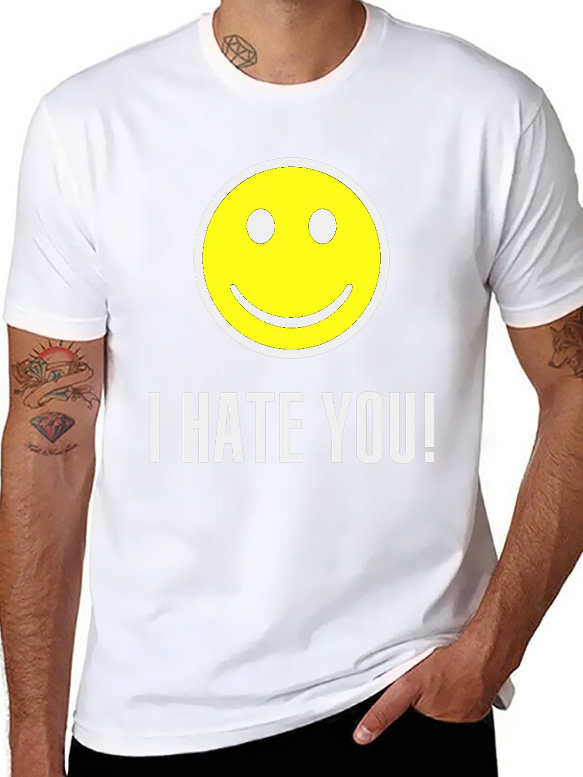 I HATE YOU! Smiley Face Graphic T-Shirt product image 7