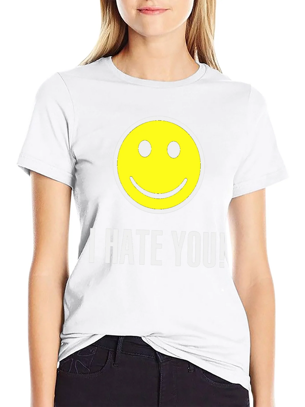 I HATE YOU! Smiley Face Graphic T-Shirt product image 8