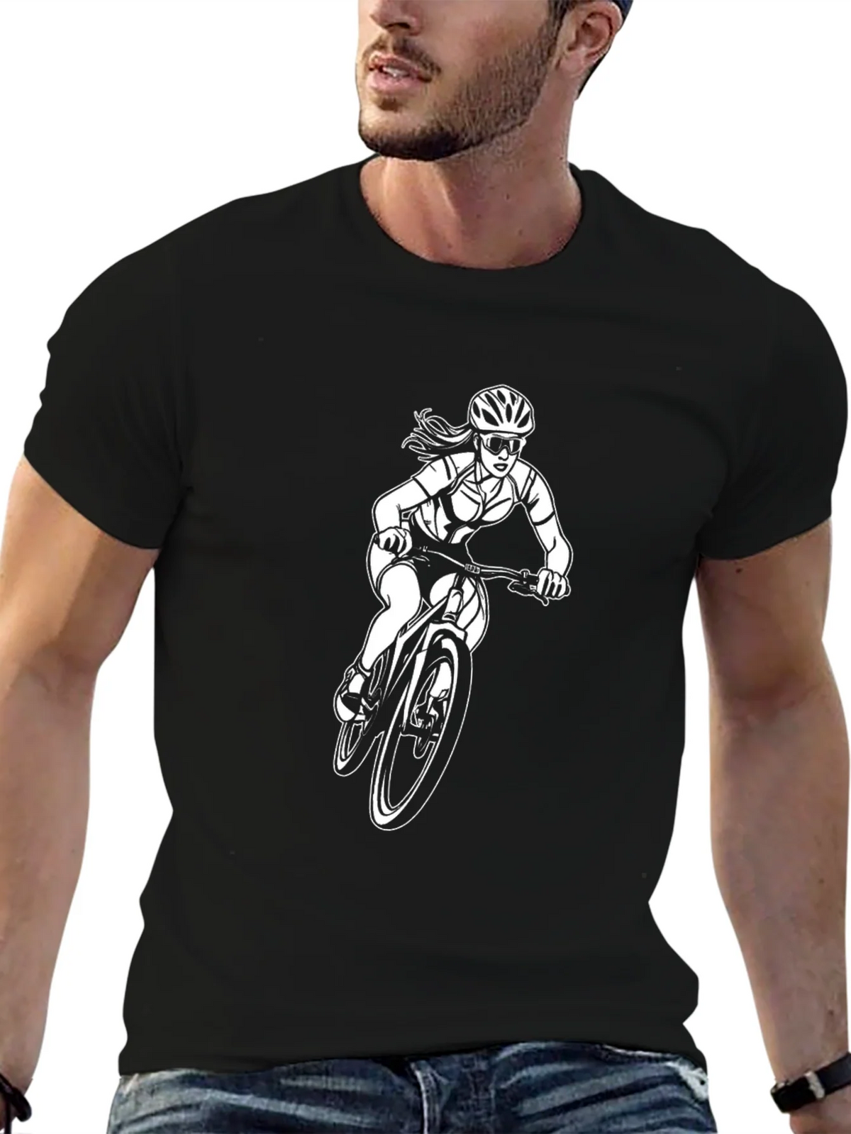Womens Mountain Bike T-Shirt - Black Cotton Tee product image 5