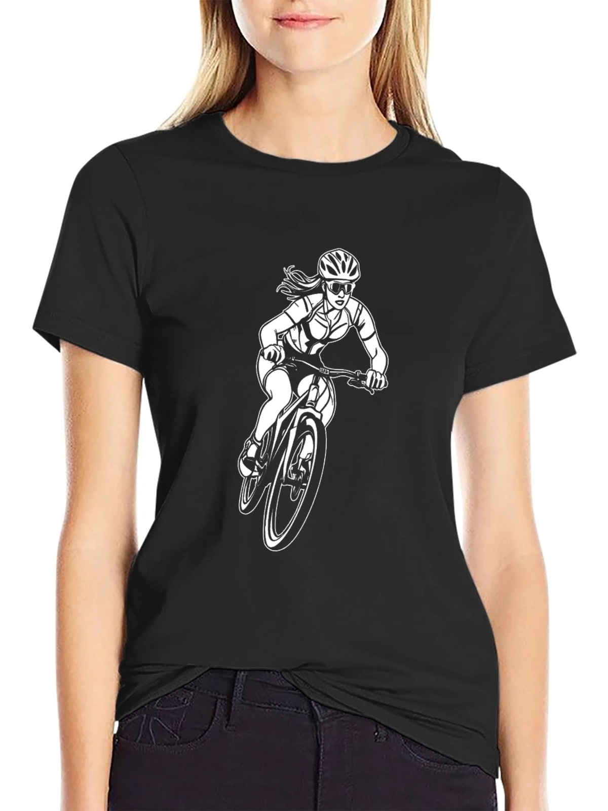 Womens Mountain Bike T-Shirt - Black Cotton Tee product image 1