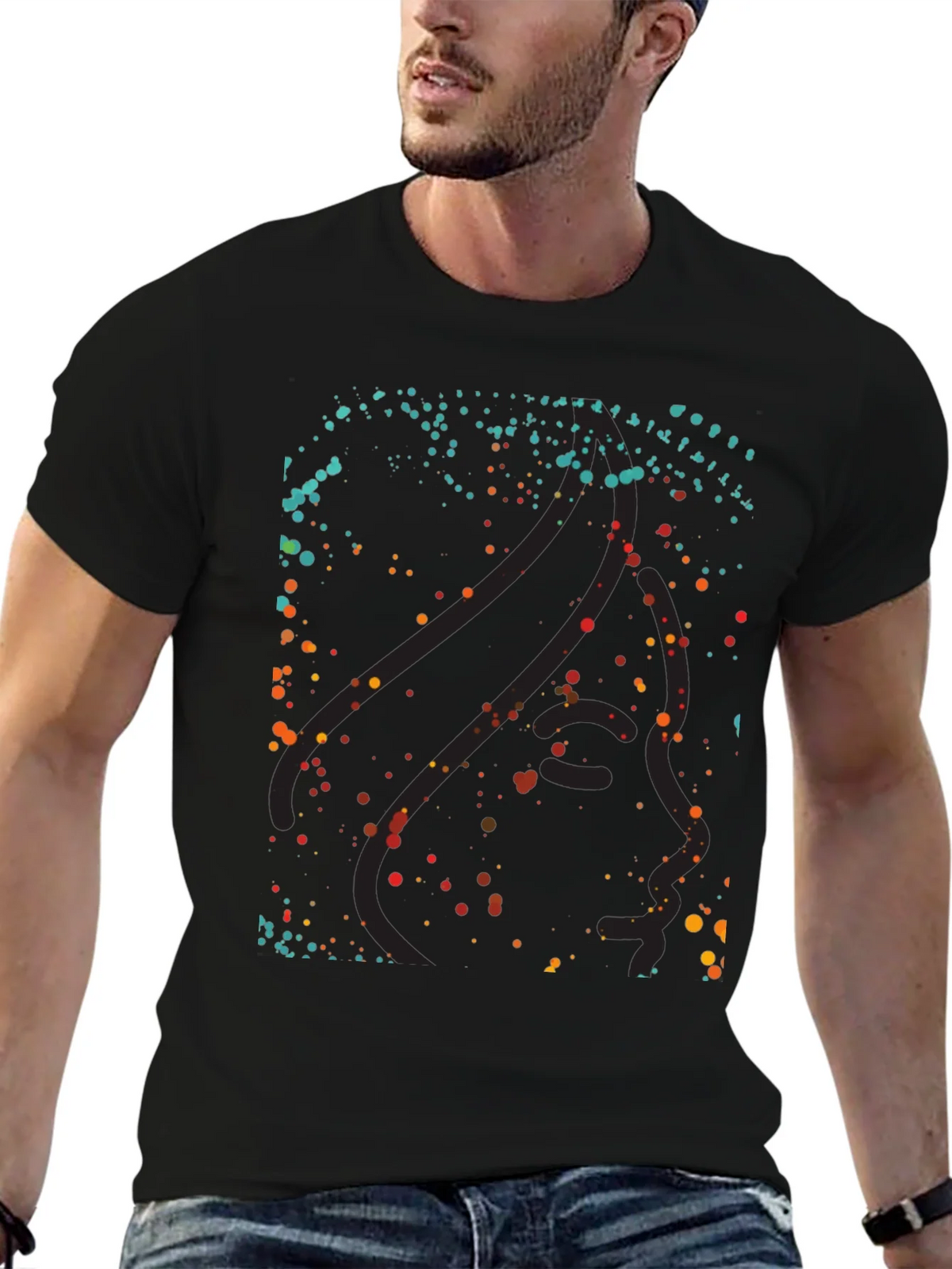 Abstract Dotted Graphic Black T-Shirt product image 6