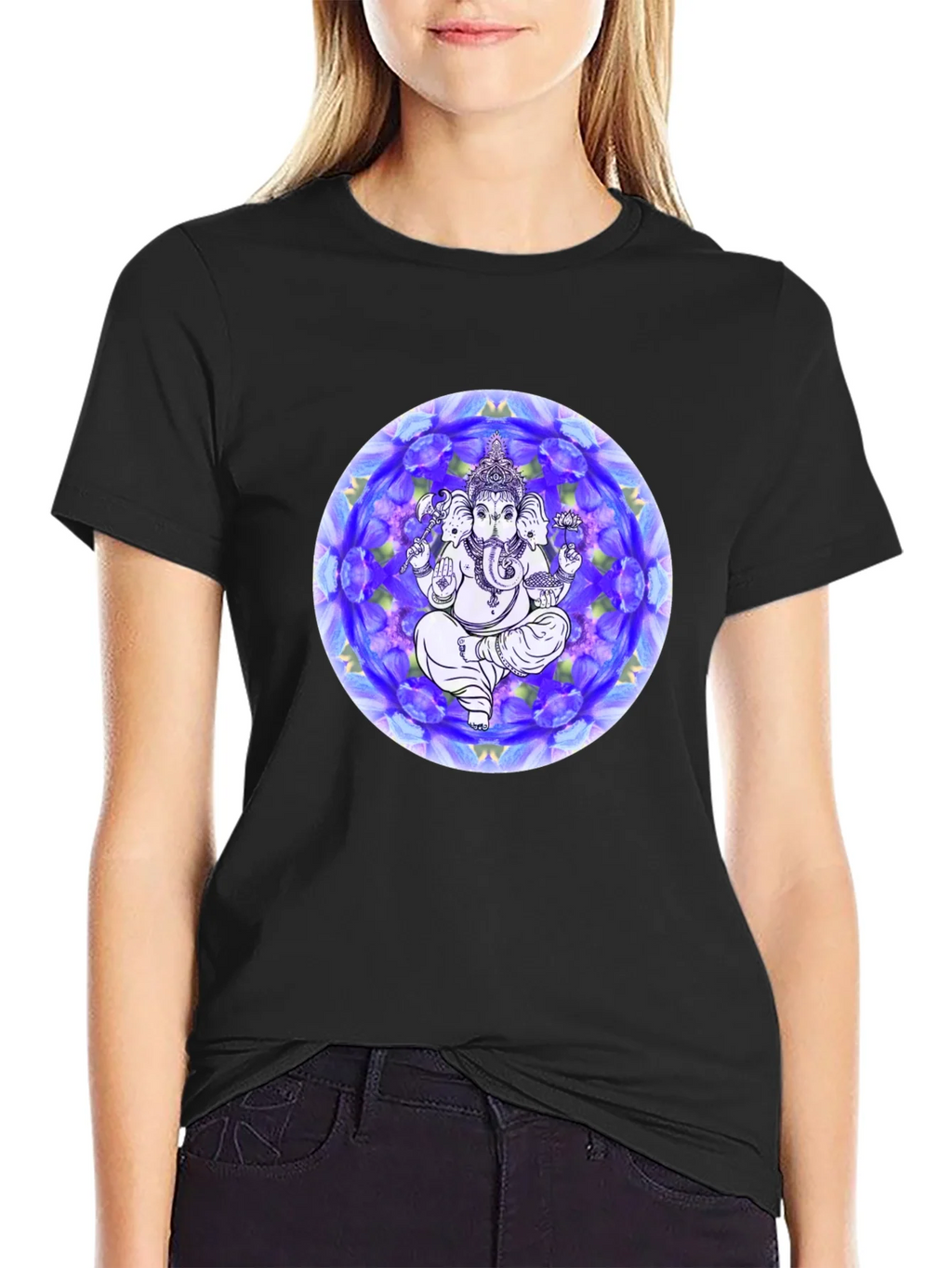 Ganesh Mandala Graphic Tee - Black Cotton T-Shirt product image 2