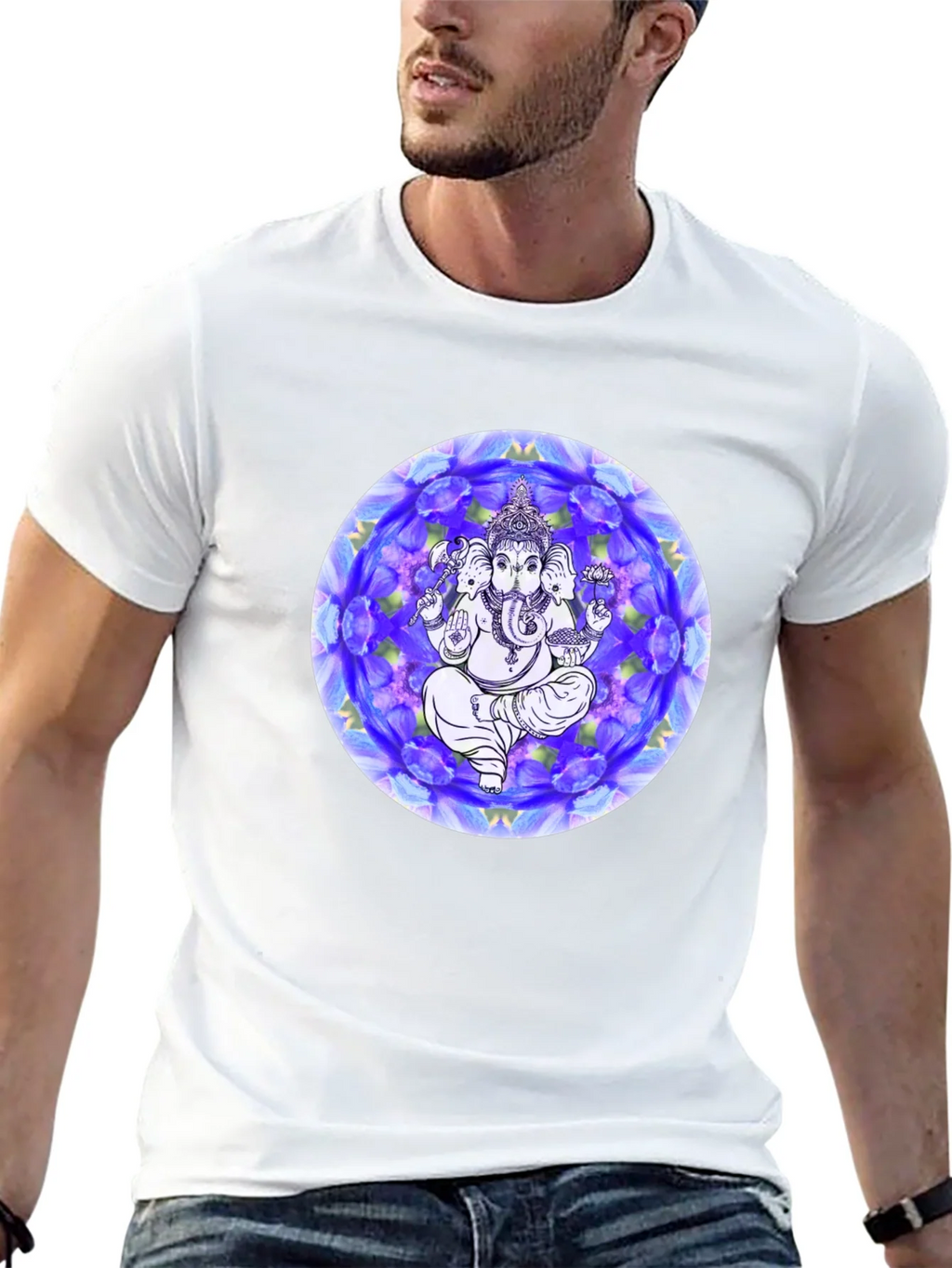 Ganesh Mandala Graphic Tee - Black Cotton T-Shirt product image 11
