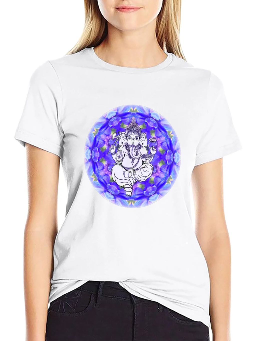 Ganesh Mandala Graphic Tee - Black Cotton T-Shirt product image 7
