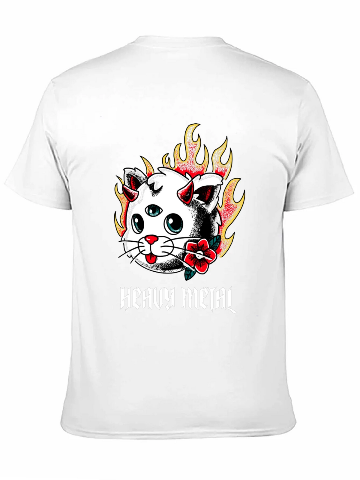 Heavy Metal Cat Tee - Fiery 3-Eyed Devil Kitty Shirt product image 10