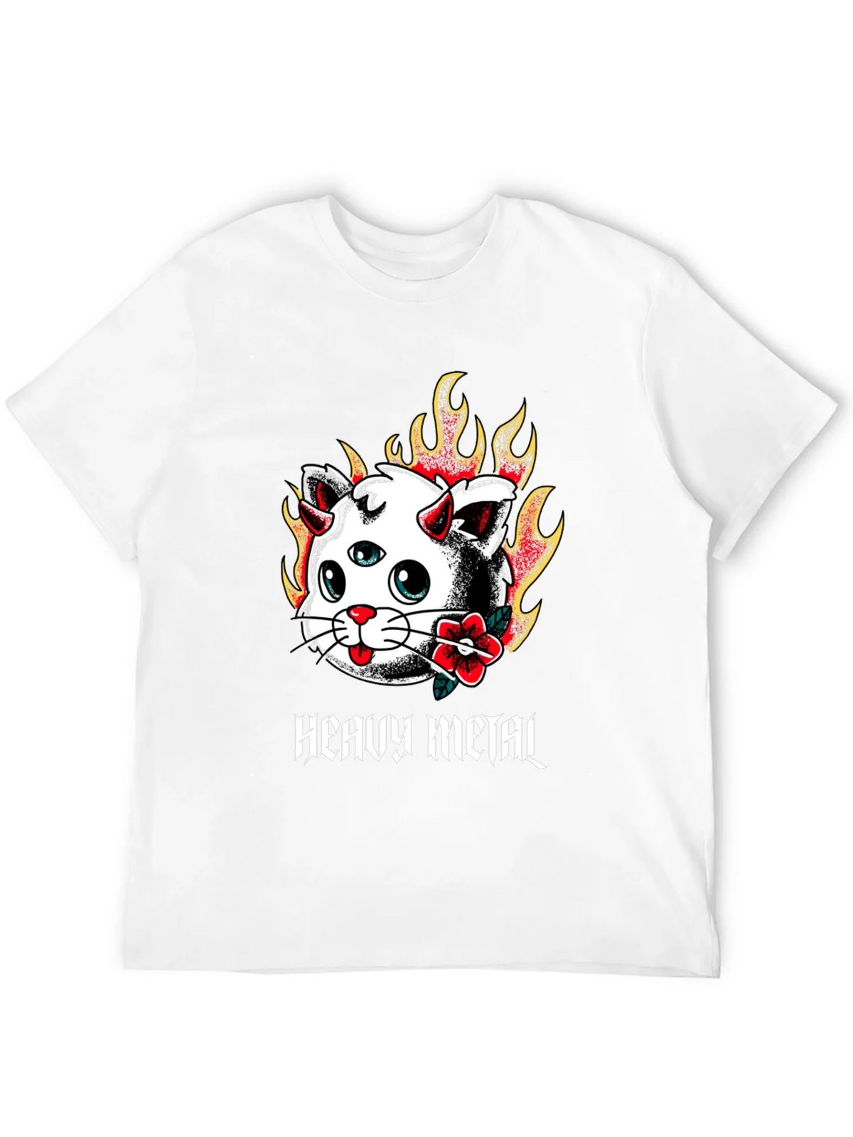 Heavy Metal Cat Tee - Fiery 3-Eyed Devil Kitty Shirt product image 11