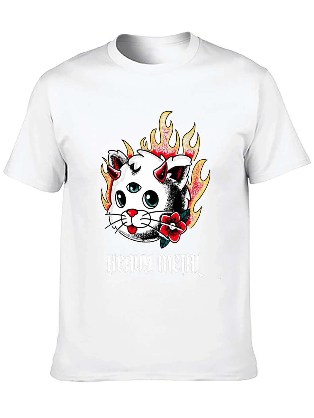 Heavy Metal Cat Tee - Fiery 3-Eyed Devil Kitty Shirt product image 9