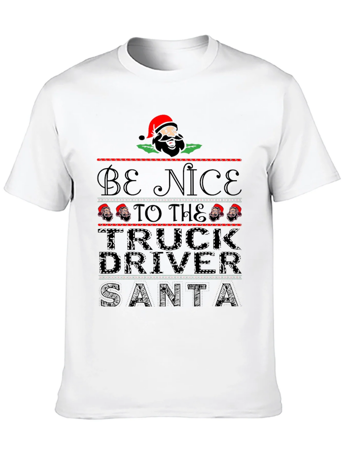 Be Nice to the Truck Driver Santa Black T-Shirt product image 7