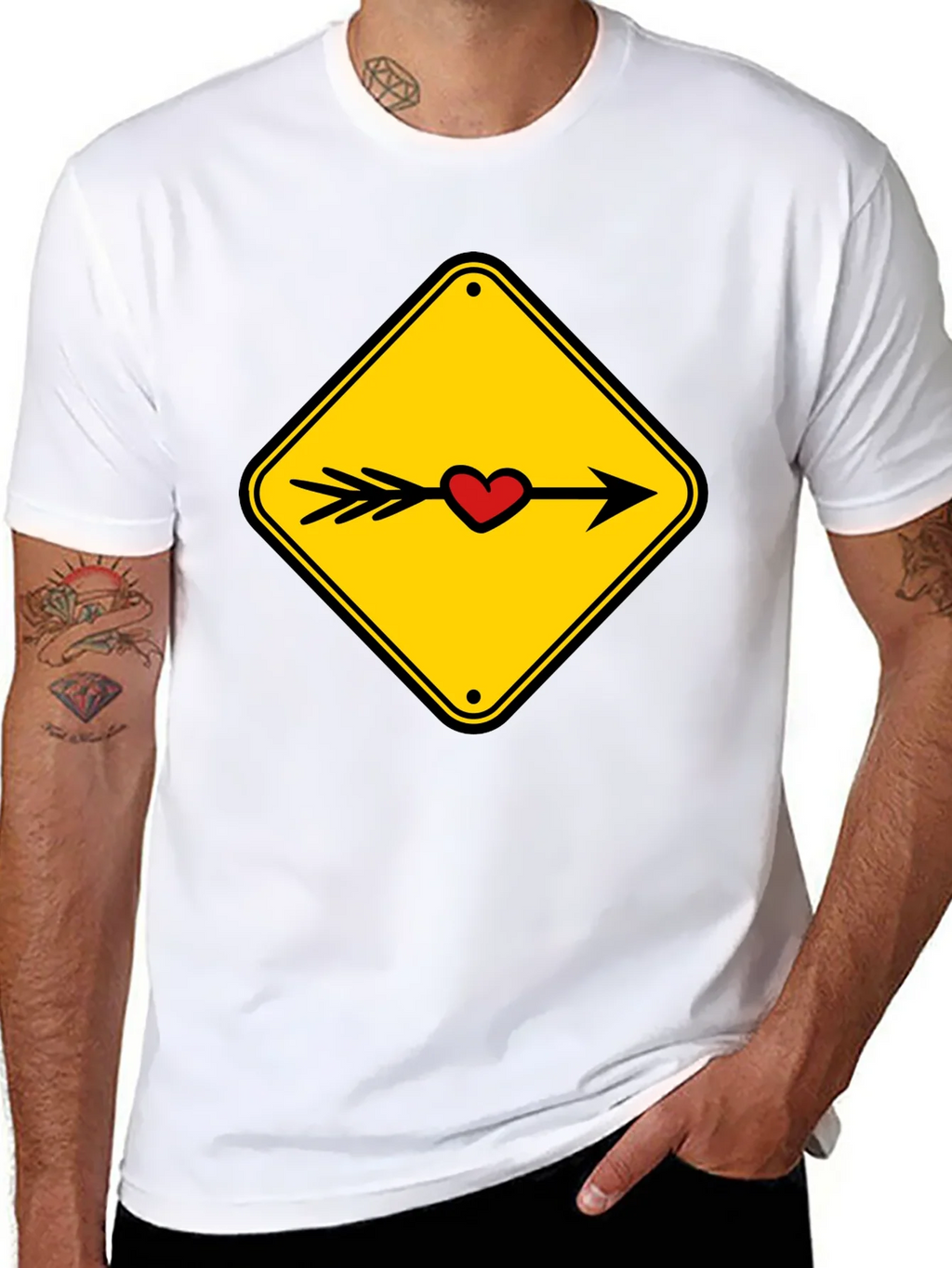 Heart Arrow Sign Black T-Shirt product image 4