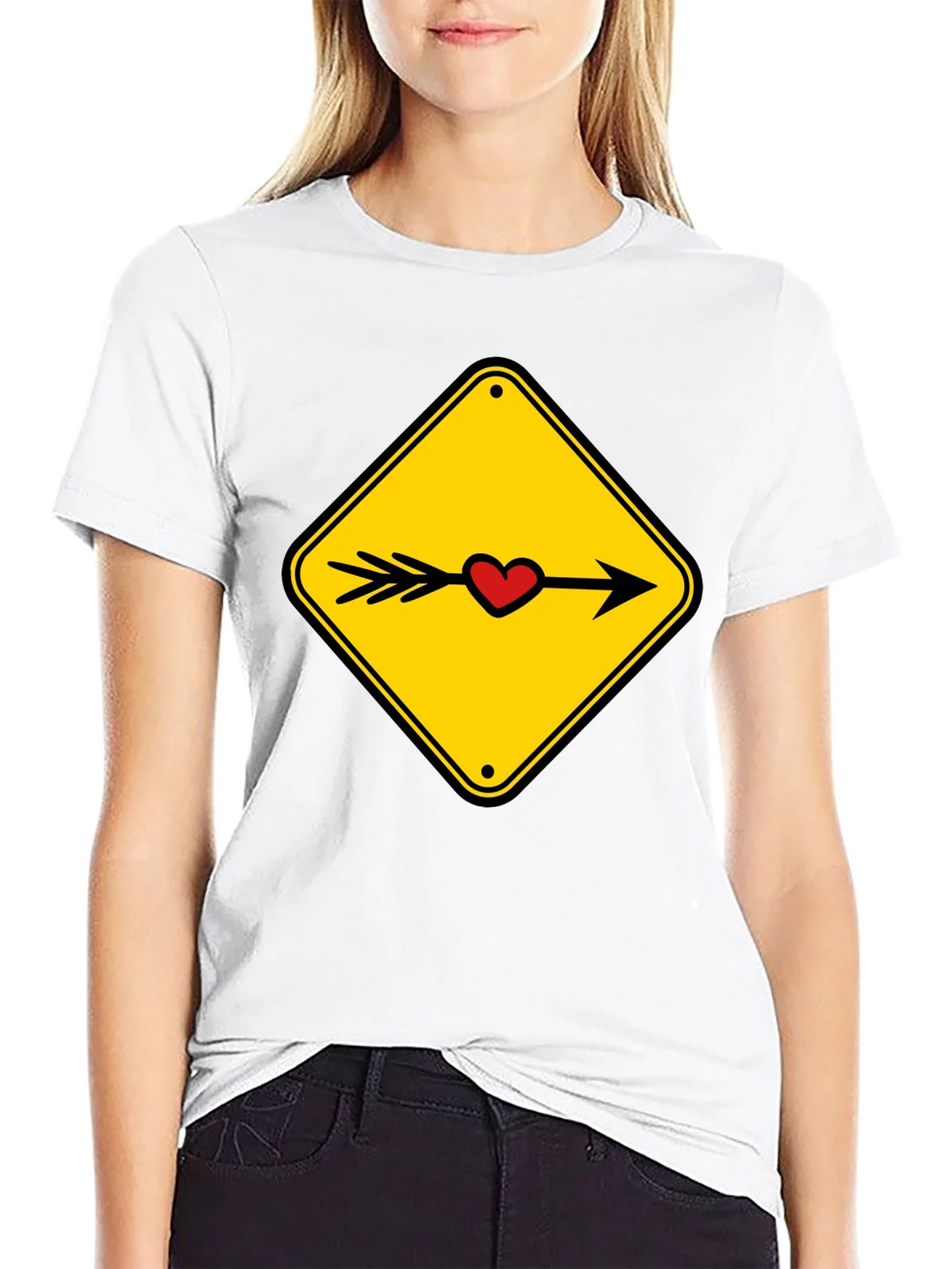Heart Arrow Sign Black T-Shirt product image 5