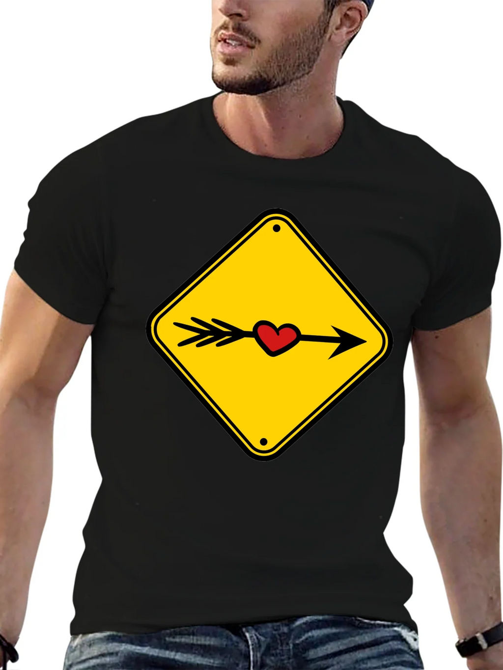 Heart Arrow Sign Black T-Shirt product image 3