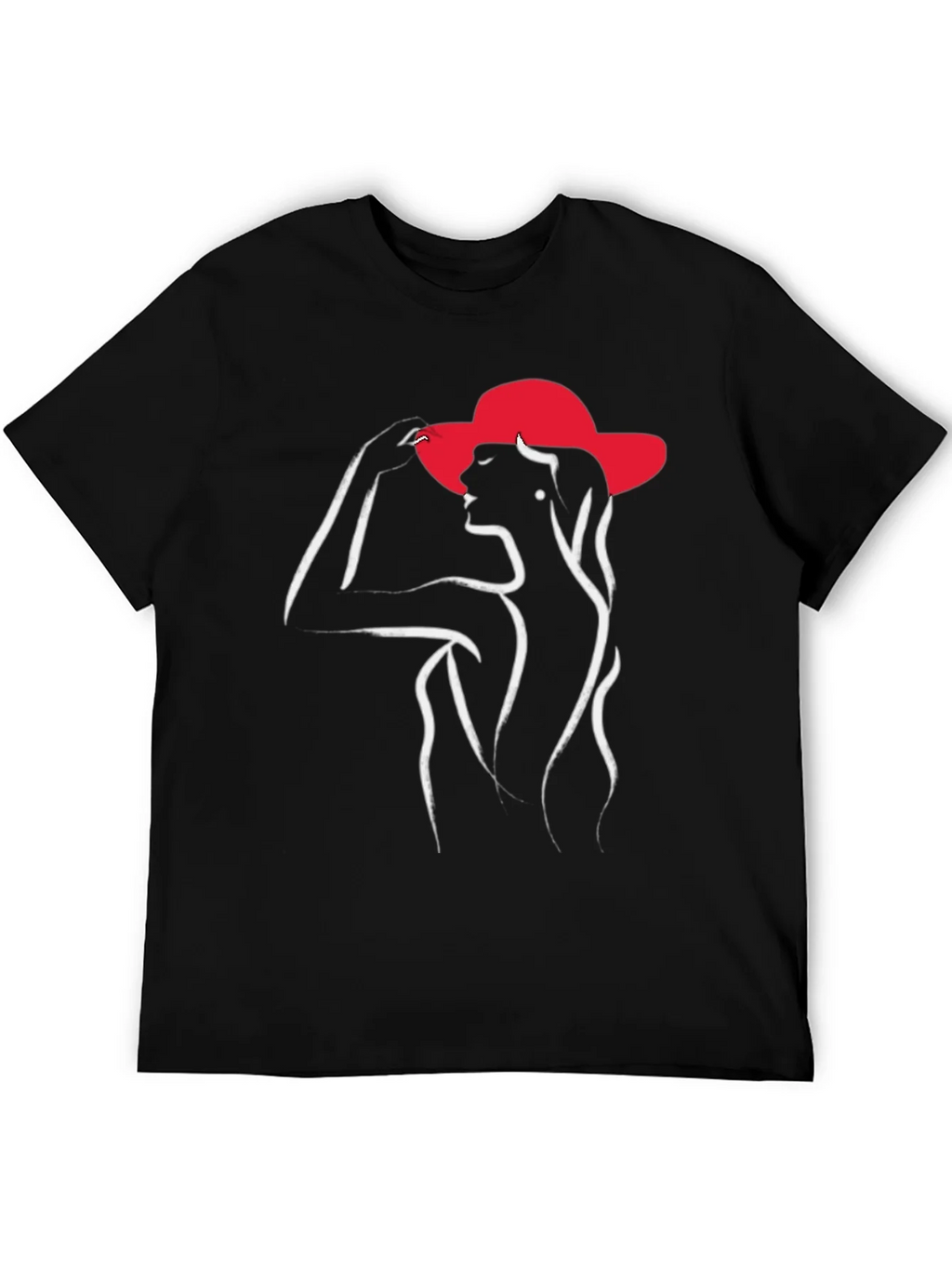 Elegant Woman in Hat Graphic T-Shirt