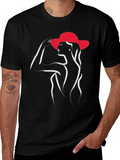 Elegant Woman in Hat Graphic T-Shirt