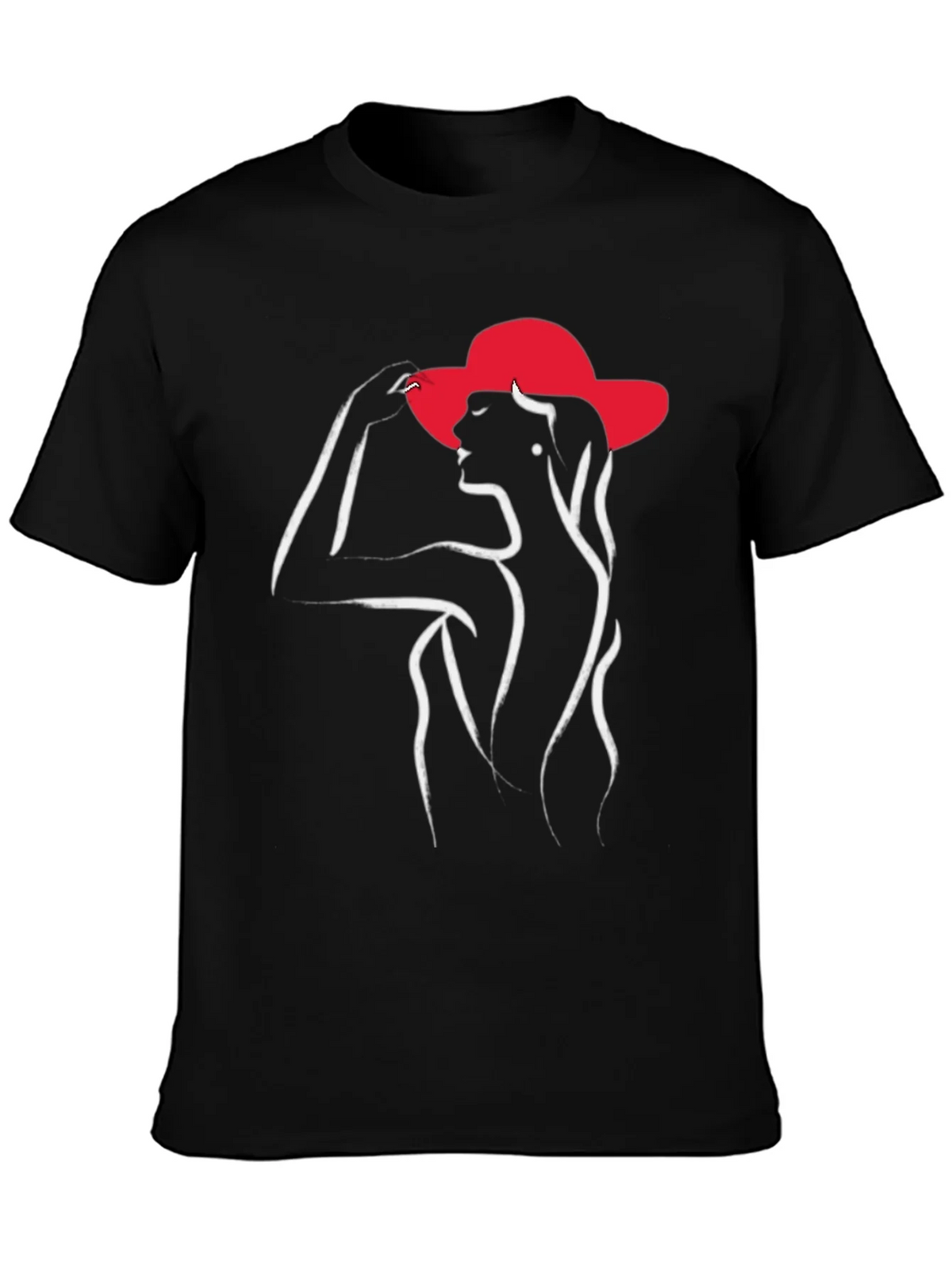 Elegant Woman in Hat Graphic T-Shirt