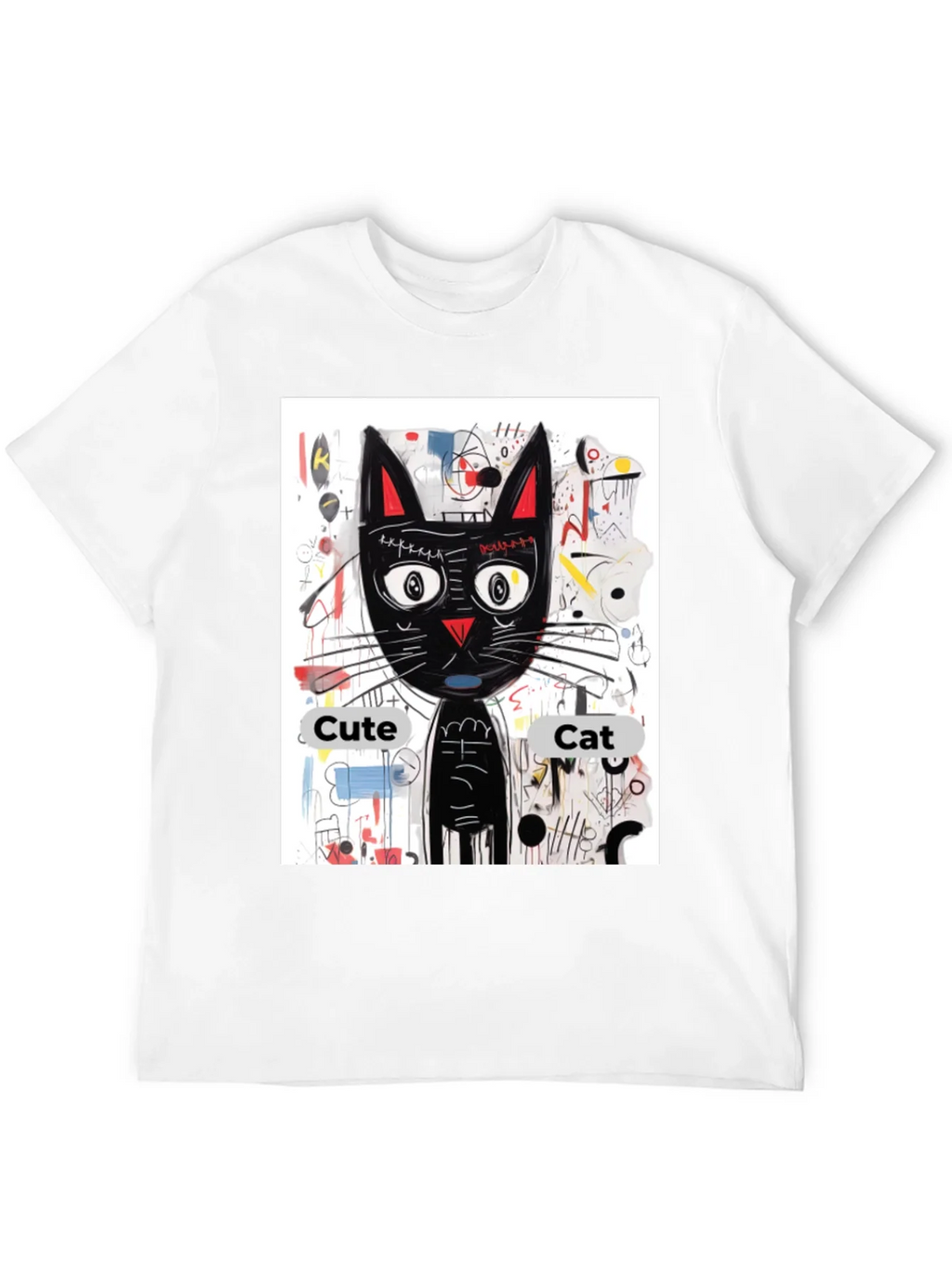 Cool Cat Graphic Tee - Artistic Black Shirt product image 11
