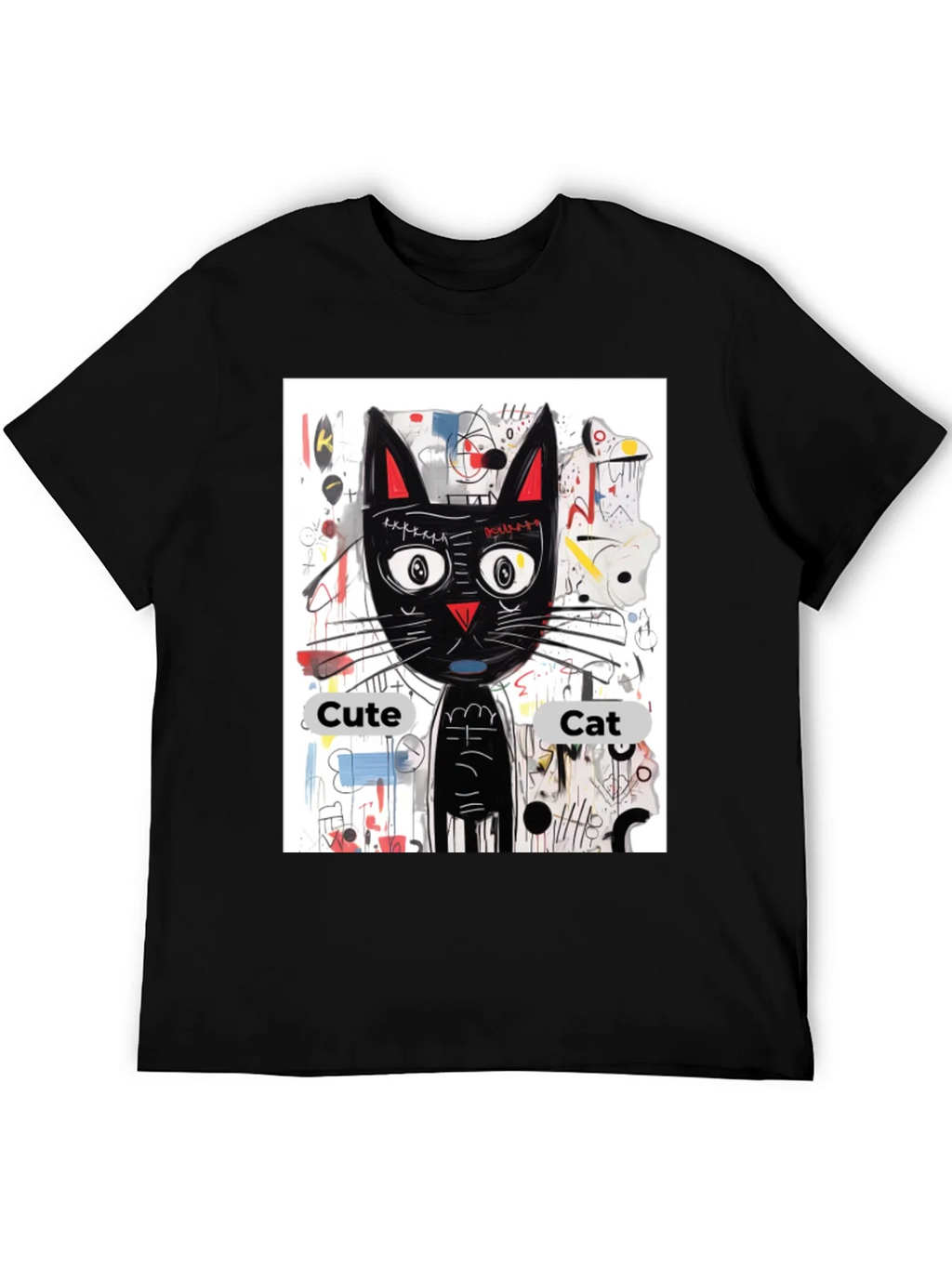Cool Cat Graphic Tee - Artistic Black Shirt product image 5