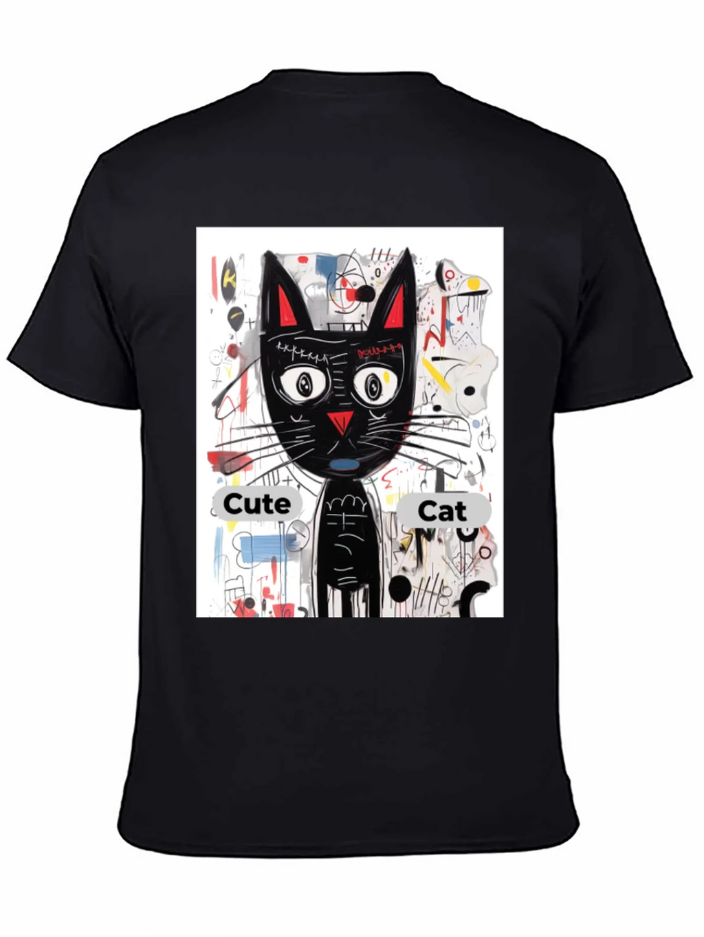 Cool Cat Graphic Tee - Artistic Black Shirt product image 4