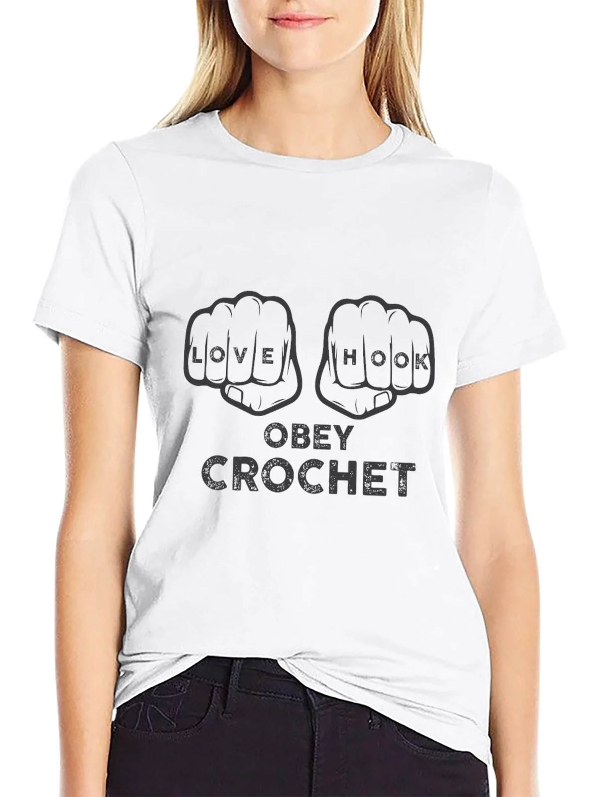 Obey Crochet Graphic T-Shirt - Knitters Gift product image 8