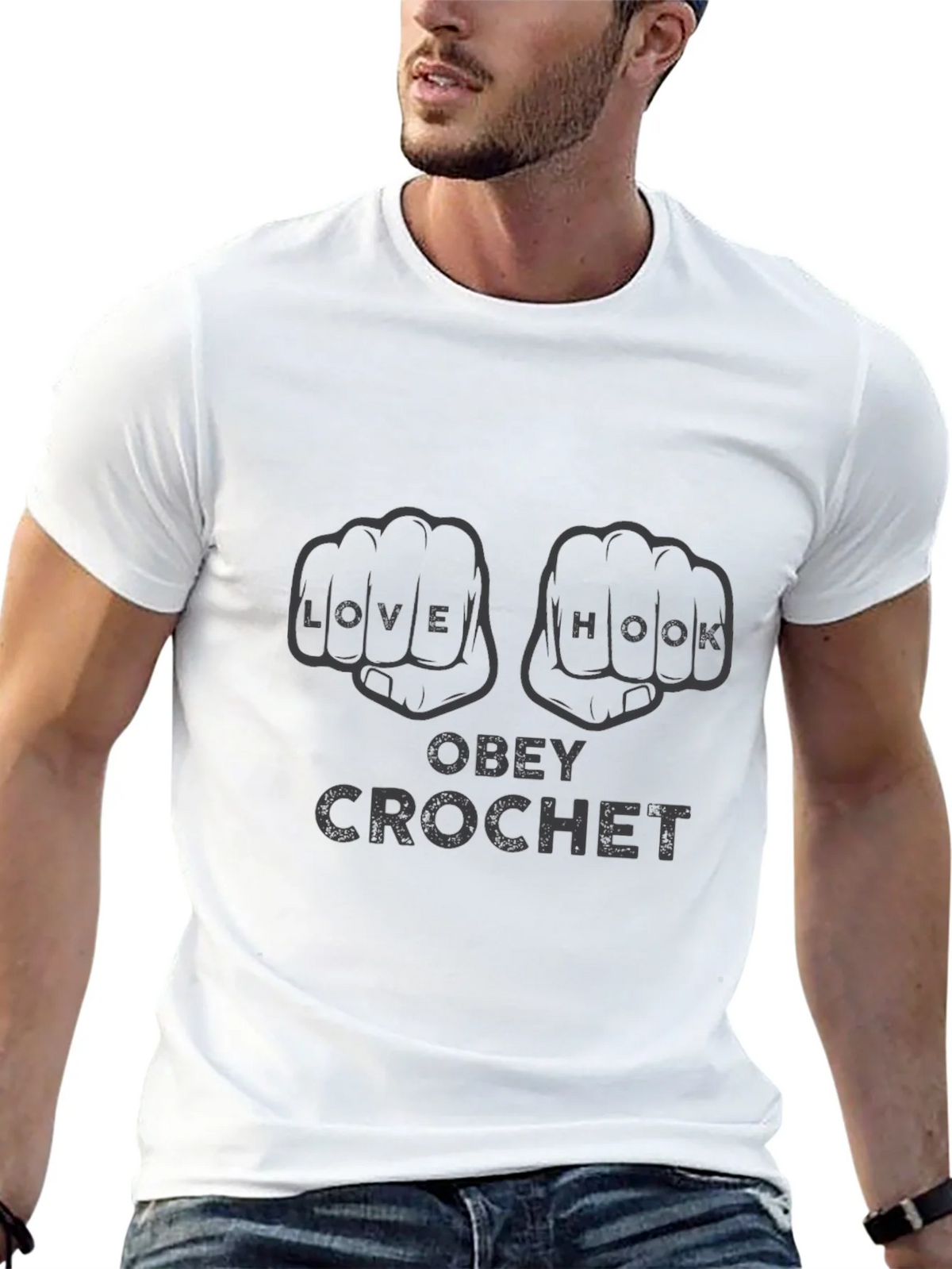 Obey Crochet Graphic T-Shirt - Knitters Gift product image 12
