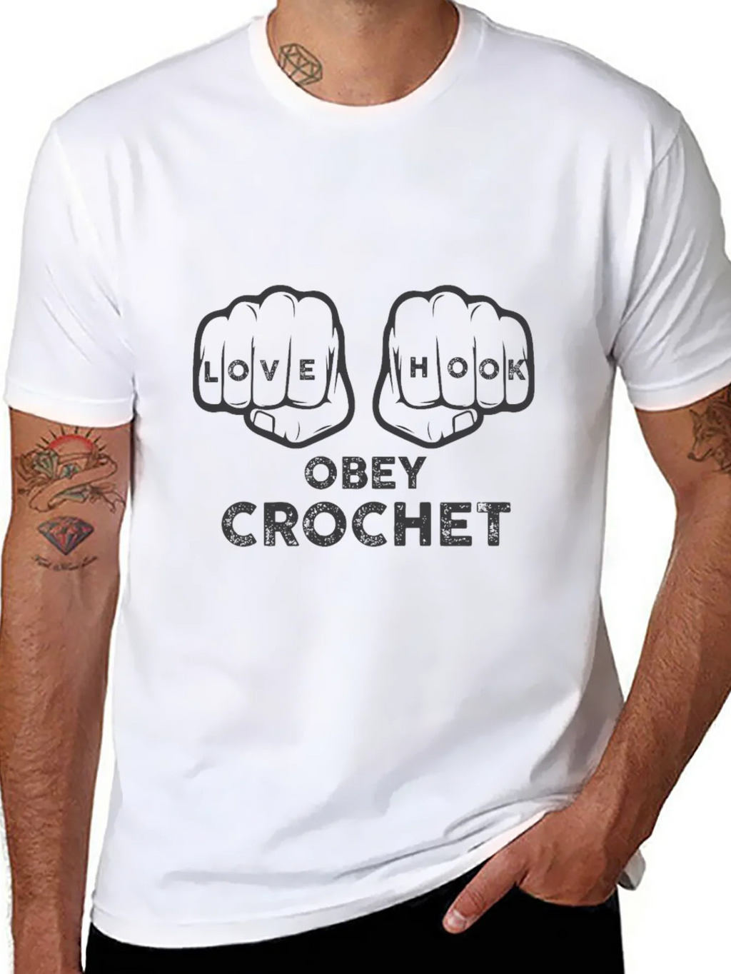 Obey Crochet Graphic T-Shirt - Knitters Gift product image 7