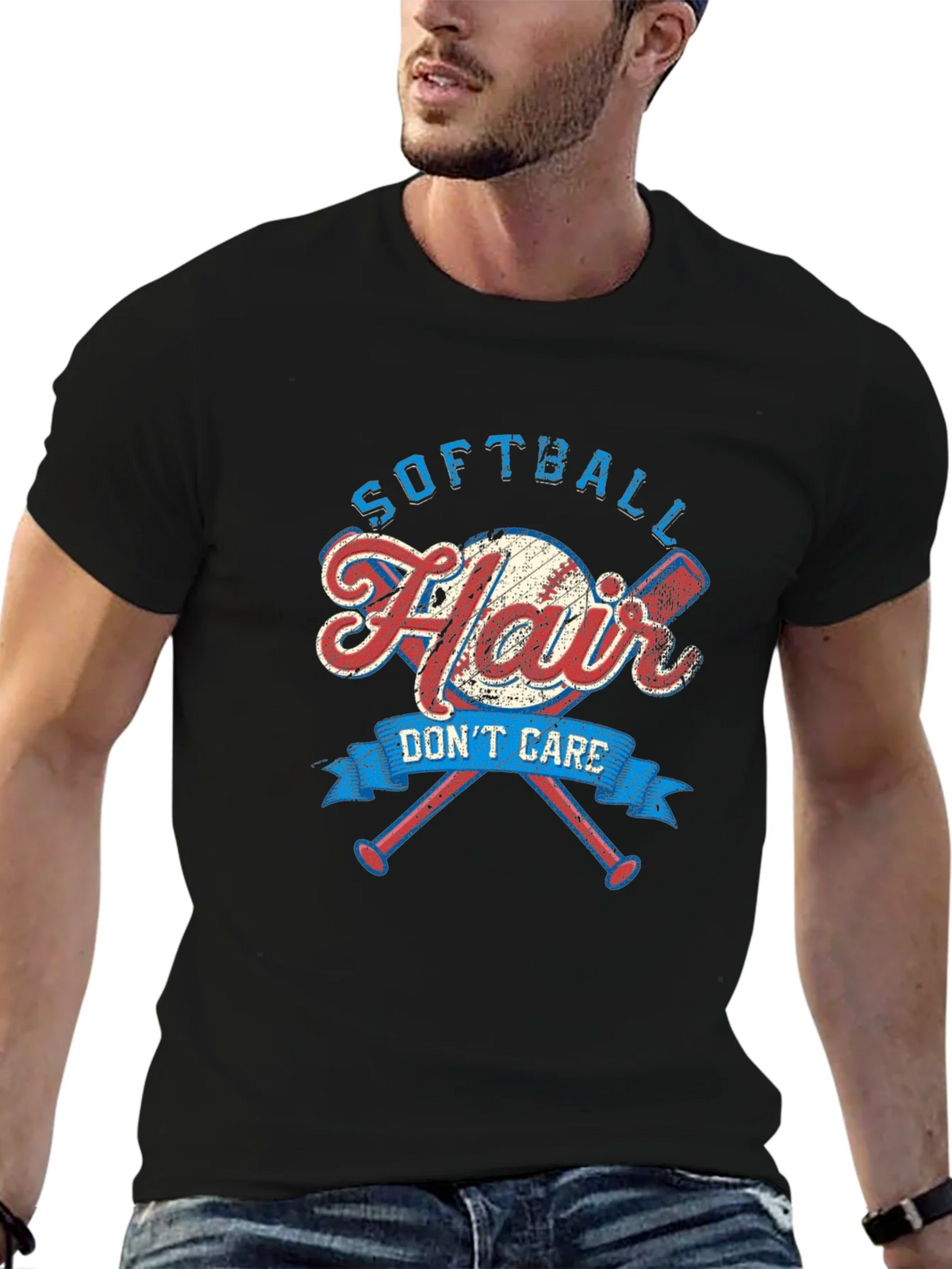 Softball Hair Dont Care Graphic Tee product image 6