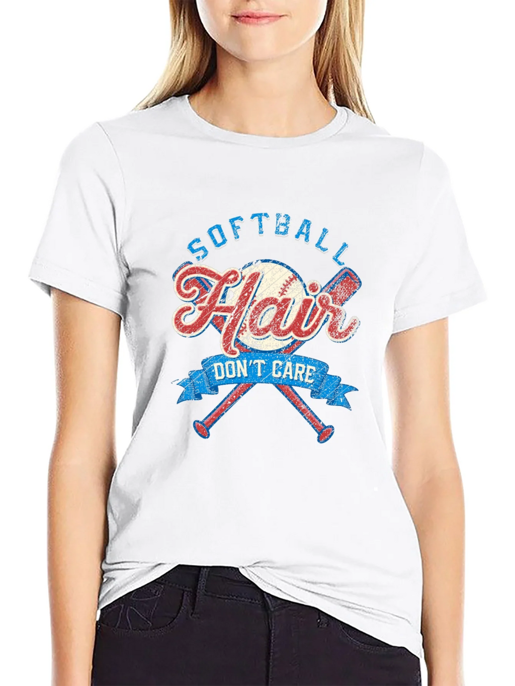 Softball Hair Dont Care Graphic Tee product image 8