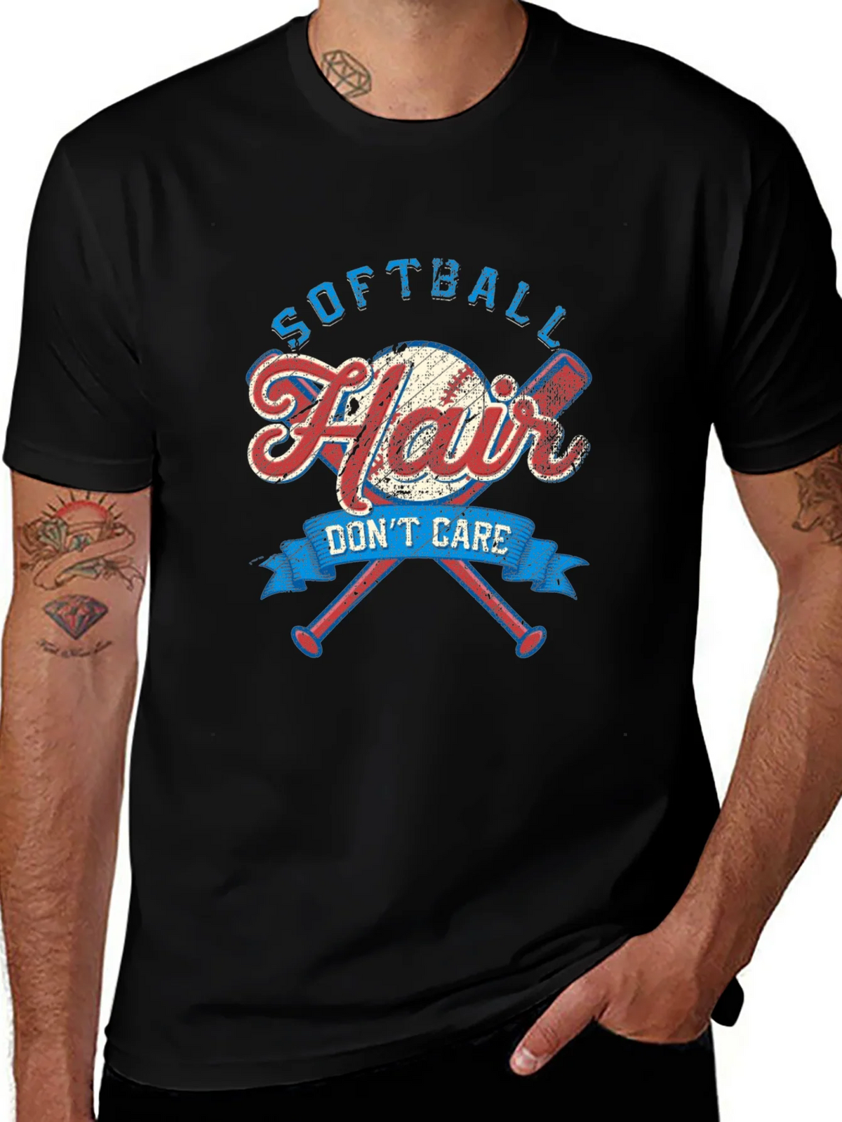 Softball Hair Dont Care Graphic Tee product image 1