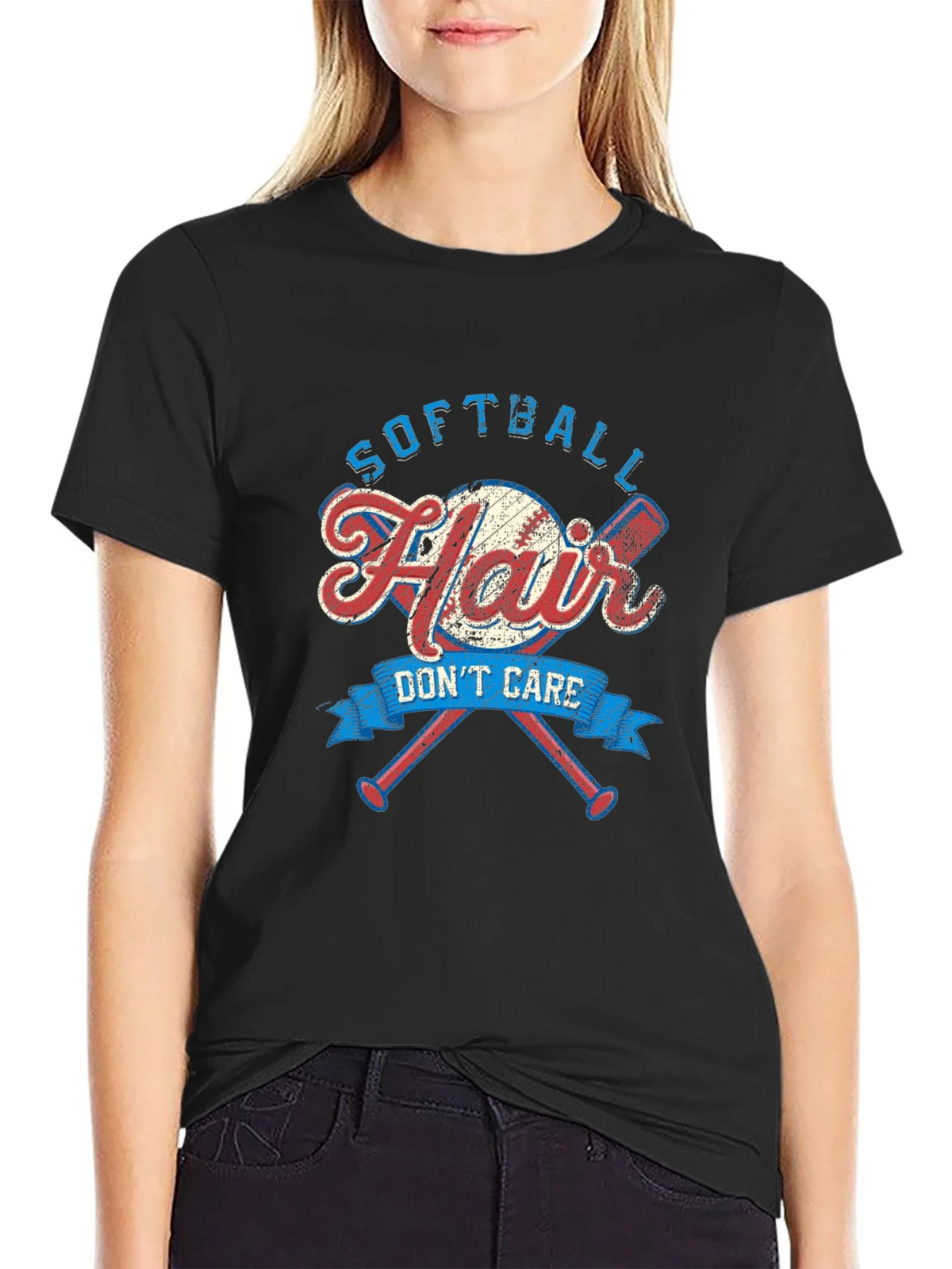 Softball Hair Dont Care Graphic Tee product image 2