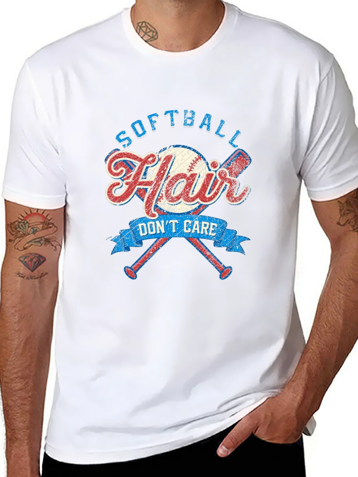 Softball Hair Dont Care Graphic Tee product image 7